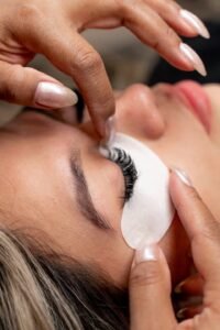 Final lash styling and inspection after application at LashLuv Beauty Bar in Bothell WA – loved by clients from Kenmore, Mill Creek, and surrounding areas