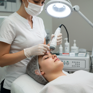 Client receiving a microdermabrasion facial in Bothell, WA, to refresh skin and boost radiance with non-invasive exfoliation.