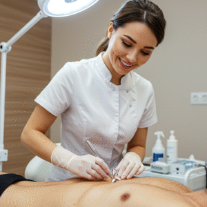 Male client receiving professional Brazilian wax from licensed esthetician at LashLuv Beauty Bar in Bothell WA – trusted by clients from Kirkland and Lynnwood 