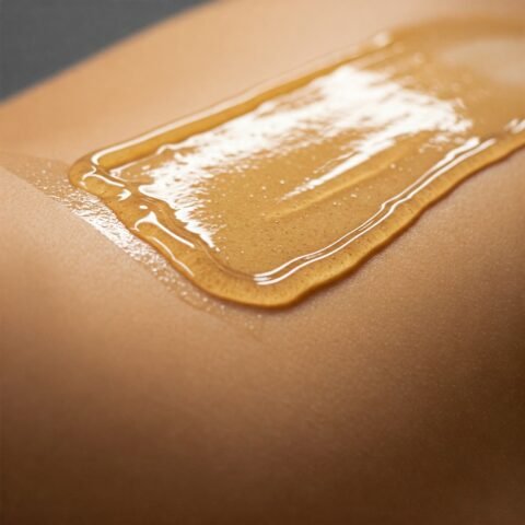 LL2 Sugaring hair removal applied to client’s skin – Gentle waxing alternative at LashLuv Beauty Bar in Bothell WA, serving Woodinville, Kenmore, and Mill Creek